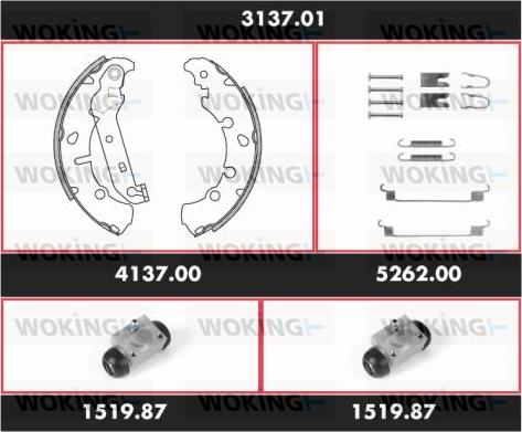 Woking 3137.01 - Комплект тормозных колодок, барабанные autospares.lv