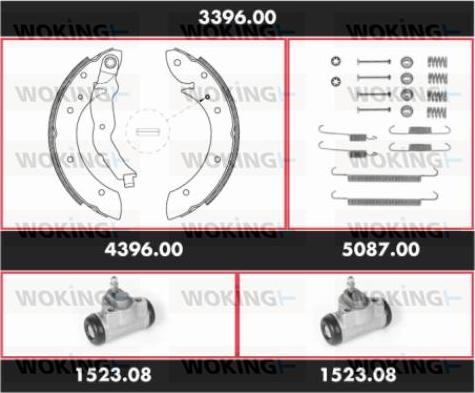 Woking 3396.00 - Комплект тормозных колодок, барабанные autospares.lv