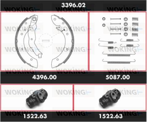 Woking 3396.02 - Комплект тормозных колодок, барабанные autospares.lv