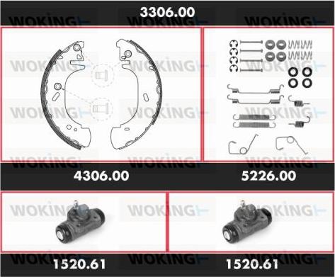 Woking 3306.00 - Комплект тормозных колодок, барабанные autospares.lv