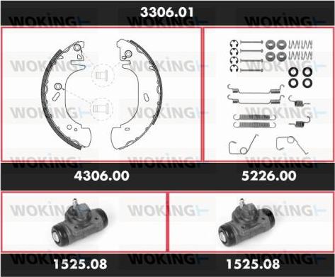 Woking 3306.01 - Комплект тормозных колодок, барабанные autospares.lv