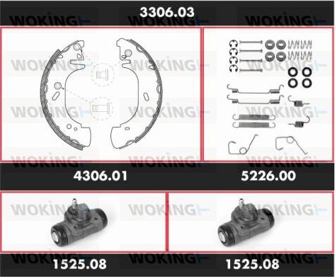 Woking 3306.03 - Комплект тормозных колодок, барабанные autospares.lv