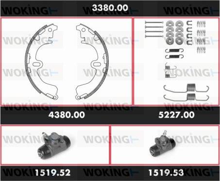 Woking 3380.00 - Комплект тормозных колодок, барабанные autospares.lv