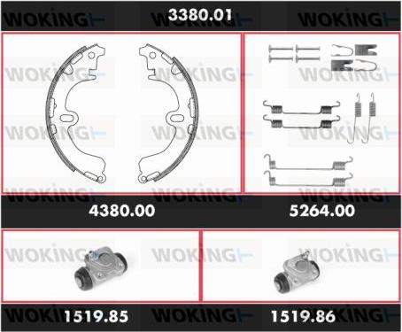 Woking 3380.01 - Комплект тормозных колодок, барабанные autospares.lv
