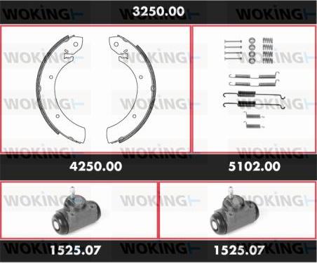 Woking 3250.00 - Комплект тормозных колодок, барабанные autospares.lv