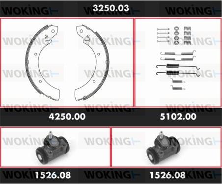 Woking 3250.03 - Комплект тормозных колодок, барабанные autospares.lv