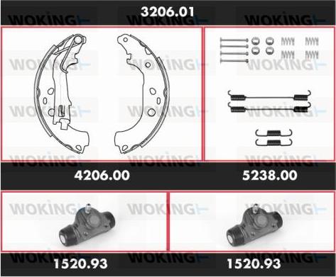 Woking 3206.01 - Комплект тормозных колодок, барабанные autospares.lv