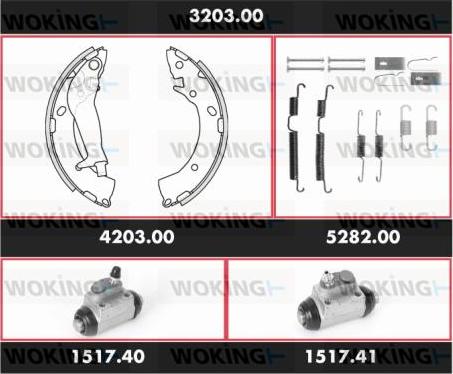 Woking 3203.00 - Комплект тормозных колодок, барабанные autospares.lv