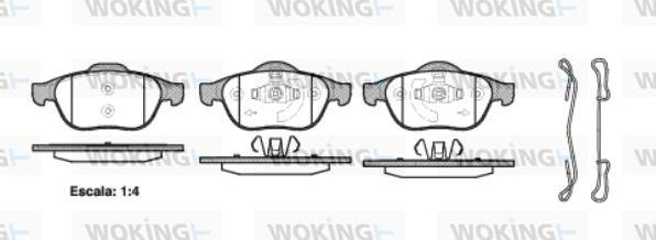 Woking P9433.20 - Тормозные колодки, дисковые, комплект autospares.lv