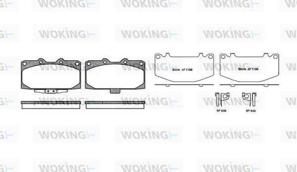 Woking P4993.12 - Тормозные колодки, дисковые, комплект autospares.lv