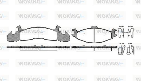 Woking P4243.00 - Тормозные колодки, дисковые, комплект autospares.lv