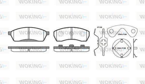 Woking P5883.00 - Тормозные колодки, дисковые, комплект autospares.lv