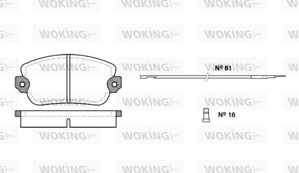 Woking P1243.02 - Тормозные колодки, дисковые, комплект autospares.lv