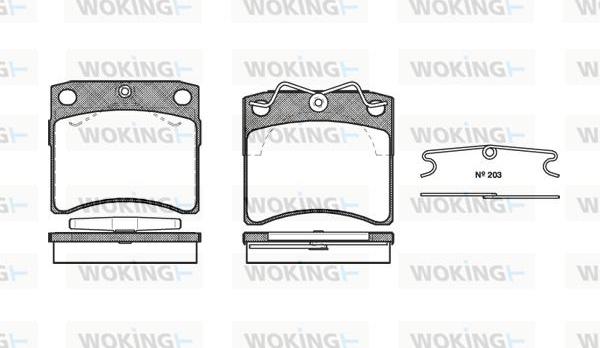 Woking P2853.10 - Тормозные колодки, дисковые, комплект autospares.lv