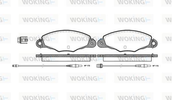 Woking P7593.04 - Тормозные колодки, дисковые, комплект autospares.lv