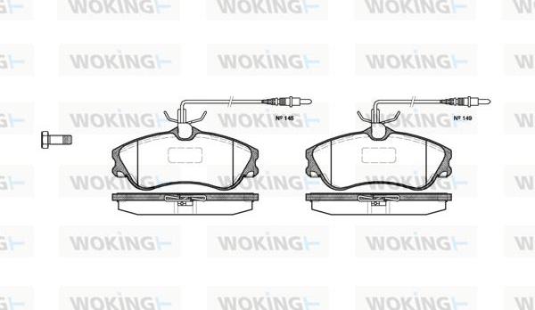 Woking P7343.04 - Тормозные колодки, дисковые, комплект autospares.lv