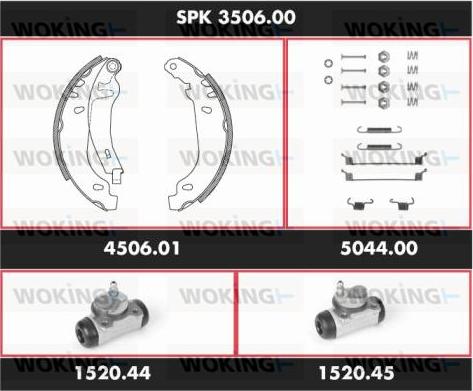 Woking SPK 3506.00 - Комплект тормозных колодок, барабанные autospares.lv