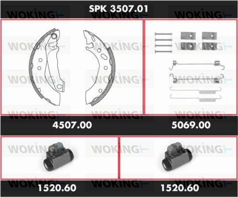 Woking SPK 3507.01 - Комплект тормозных колодок, барабанные autospares.lv