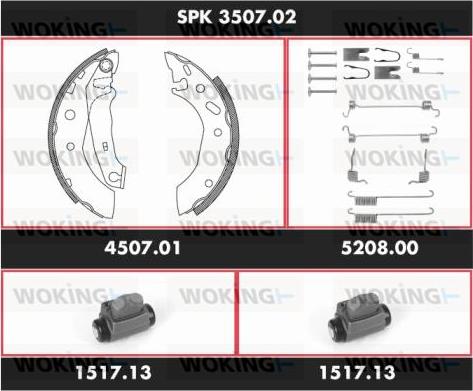 Woking SPK 3507.02 - Комплект тормозных колодок, барабанные autospares.lv