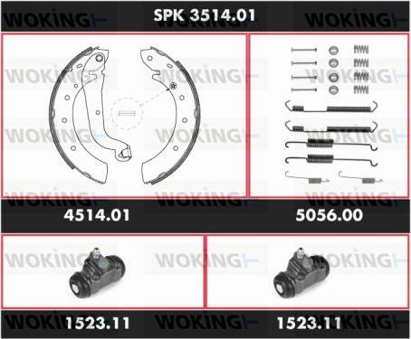 Woking SPK 3514.01 - Комплект тормозных колодок, барабанные autospares.lv