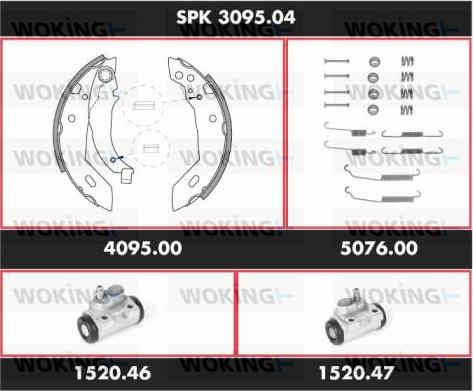 Woking SPK 3095.04 - Комплект тормозных колодок, барабанные autospares.lv