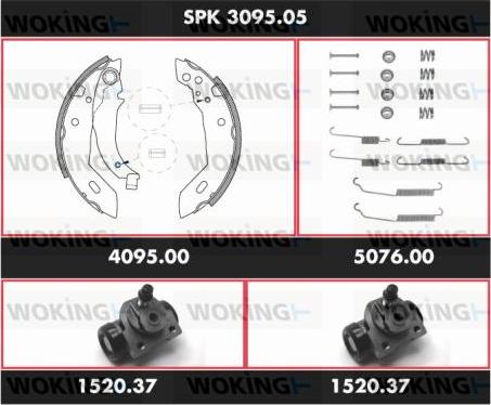 Woking SPK 3095.05 - Комплект тормозных колодок, барабанные autospares.lv