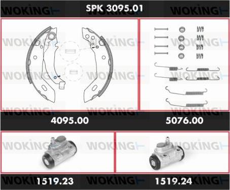 Woking SPK 3095.01 - Комплект тормозных колодок, барабанные autospares.lv