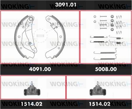 Woking SPK 3091.01 - Комплект тормозных колодок, барабанные autospares.lv