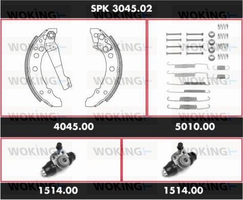 Woking SPK 3045.02 - Комплект тормозных колодок, барабанные autospares.lv