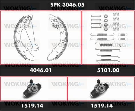 Woking SPK 3046.05 - Комплект тормозных колодок, барабанные autospares.lv