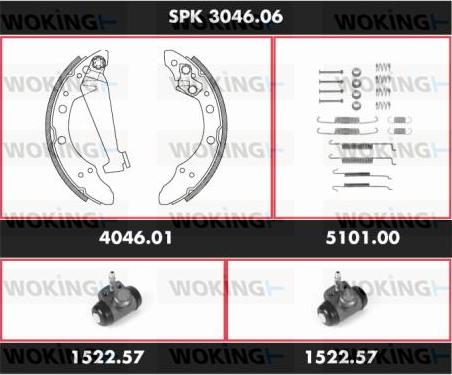 Woking SPK 3046.06 - Комплект тормозных колодок, барабанные autospares.lv