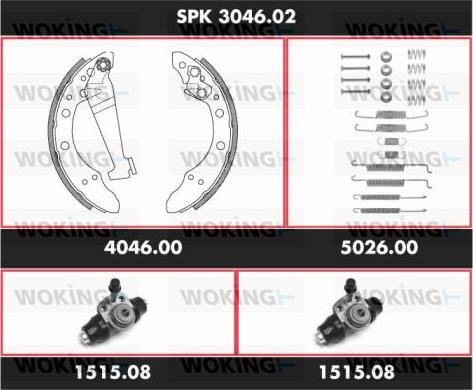Woking SPK 3046.02 - Комплект тормозных колодок, барабанные autospares.lv