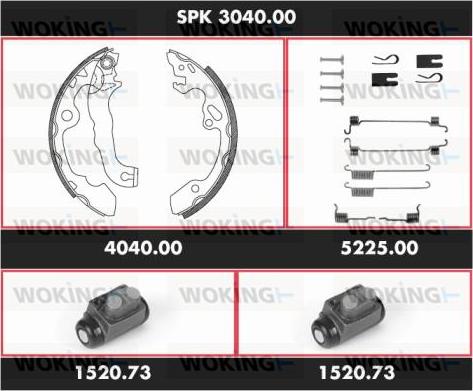 Woking SPK 3040.00 - Комплект тормозных колодок, барабанные autospares.lv