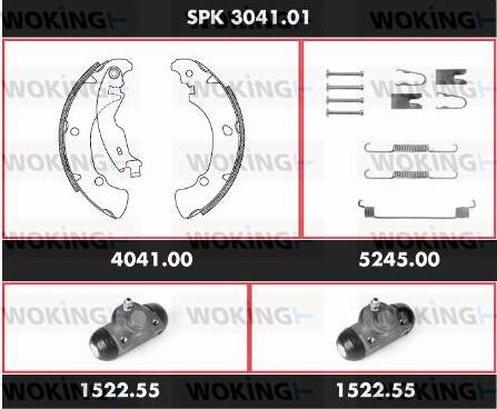 Woking SPK 3041.01 - Комплект тормозных колодок, барабанные autospares.lv