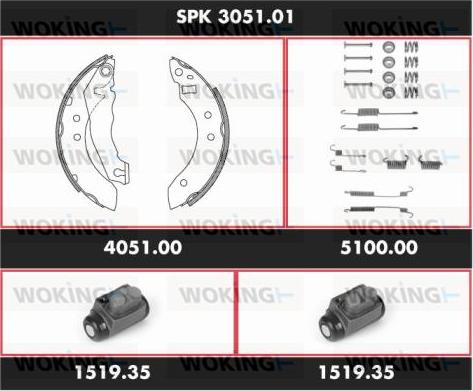 Woking SPK 3051.01 - Комплект тормозных колодок, барабанные autospares.lv