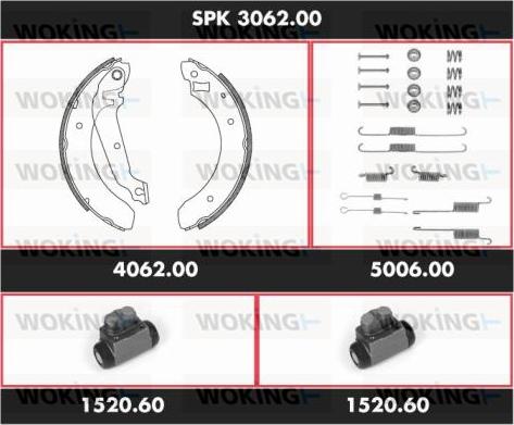 Woking SPK 3062.00 - Комплект тормозных колодок, барабанные autospares.lv