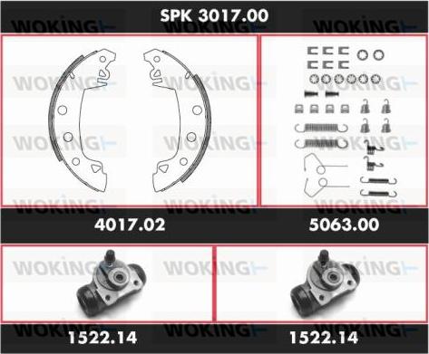 Woking SPK 3017.00 - Комплект тормозных колодок, барабанные autospares.lv