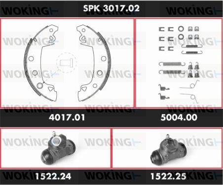 Woking SPK 3017.02 - Комплект тормозных колодок, барабанные autospares.lv