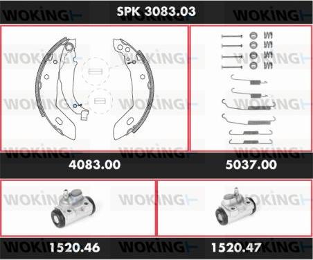 Woking SPK 3083.03 - Комплект тормозных колодок, барабанные autospares.lv