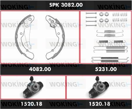Woking SPK 3082.00 - Комплект тормозных колодок, барабанные autospares.lv