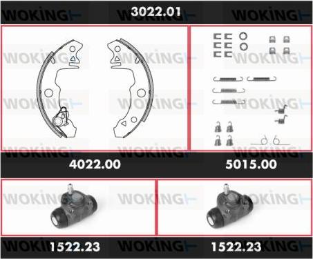 Woking SPK 3022.01 - Комплект тормозных колодок, барабанные autospares.lv