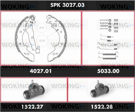 Woking SPK 3027.03 - Комплект тормозных колодок, барабанные autospares.lv