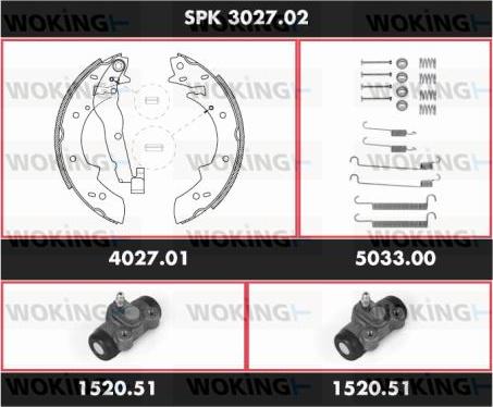 Woking SPK 3027.02 - Комплект тормозных колодок, барабанные autospares.lv