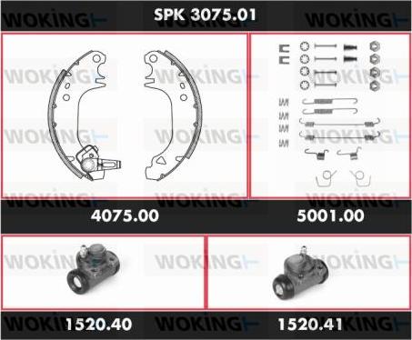 Woking SPK 3075.01 - Комплект тормозных колодок, барабанные autospares.lv