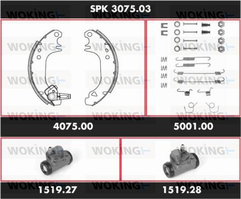 Woking SPK 3075.03 - Комплект тормозных колодок, барабанные autospares.lv