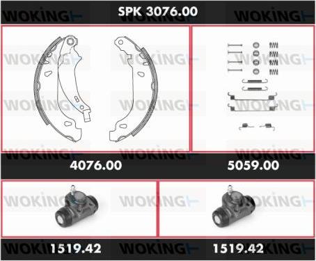 Woking SPK 3076.00 - Комплект тормозных колодок, барабанные autospares.lv