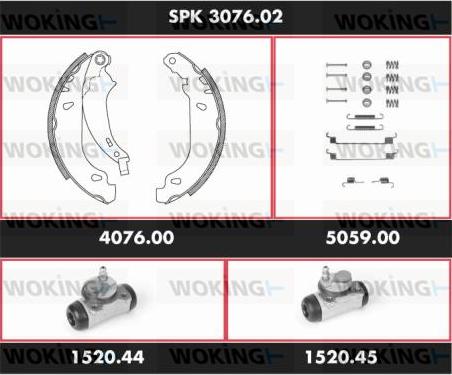 Woking SPK 3076.02 - Комплект тормозных колодок, барабанные autospares.lv