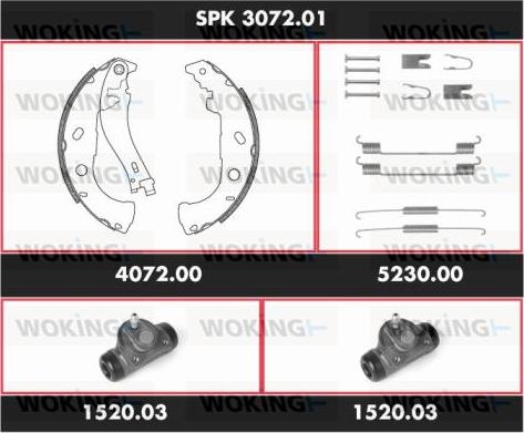 Woking SPK 3072.01 - Комплект тормозных колодок, барабанные autospares.lv