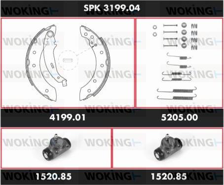 Woking SPK 3199.04 - Комплект тормозных колодок, барабанные autospares.lv