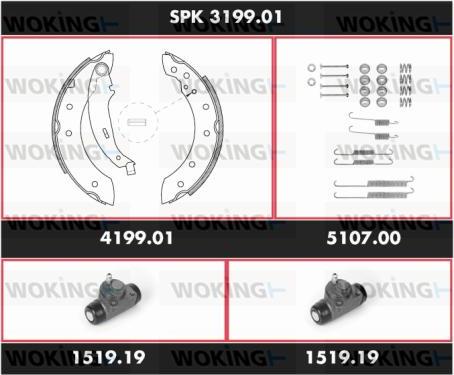 Woking SPK 3199.01 - Комплект тормозных колодок, барабанные autospares.lv